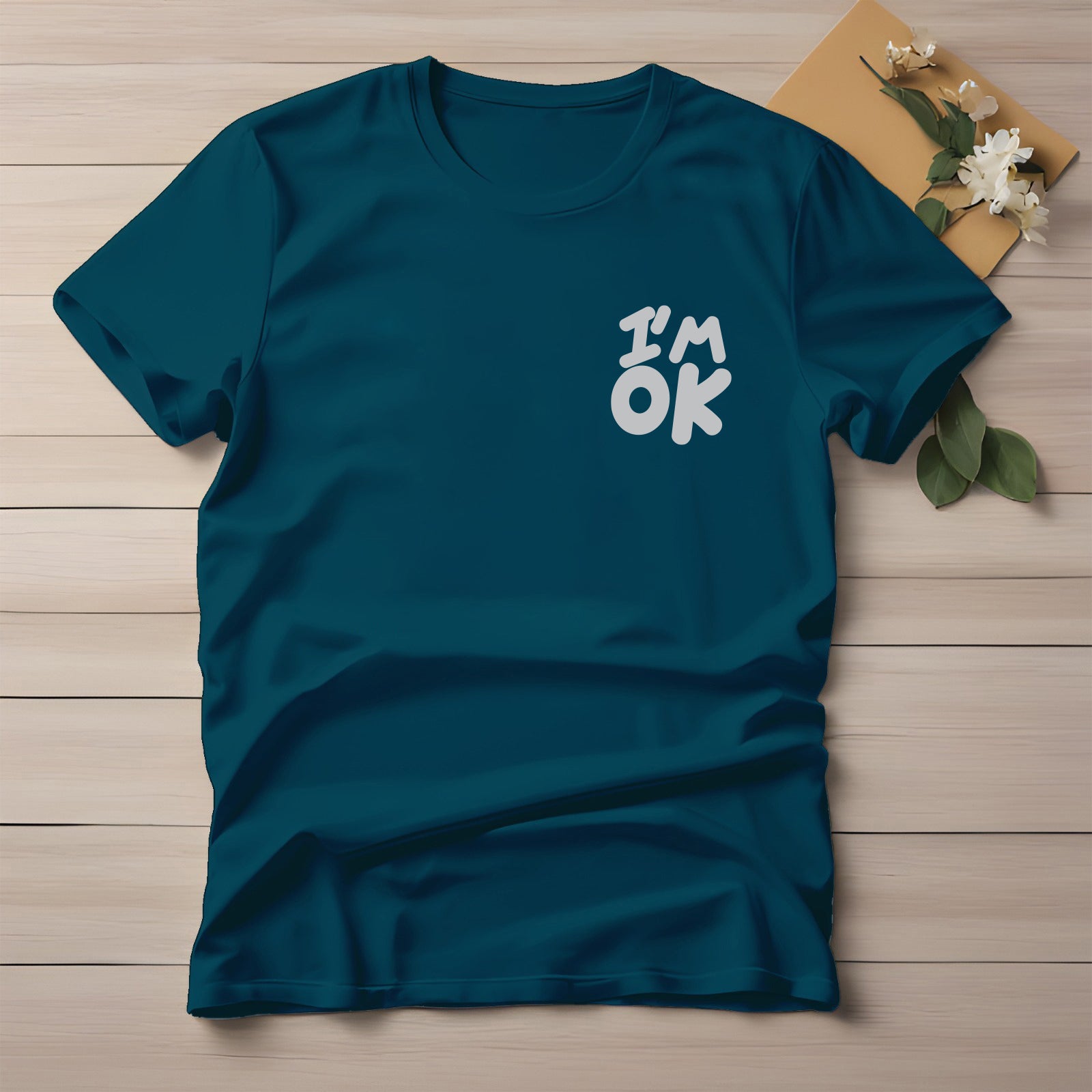 Half Sleeve t-shirt print I'M OK