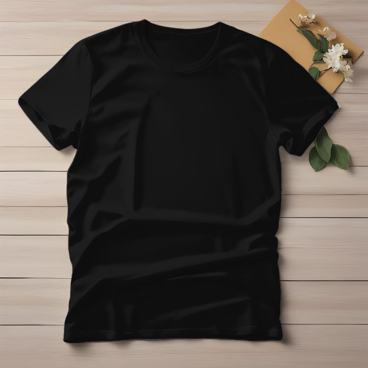 Half Sleeve Solid Premium Cotton T-shirt- Black