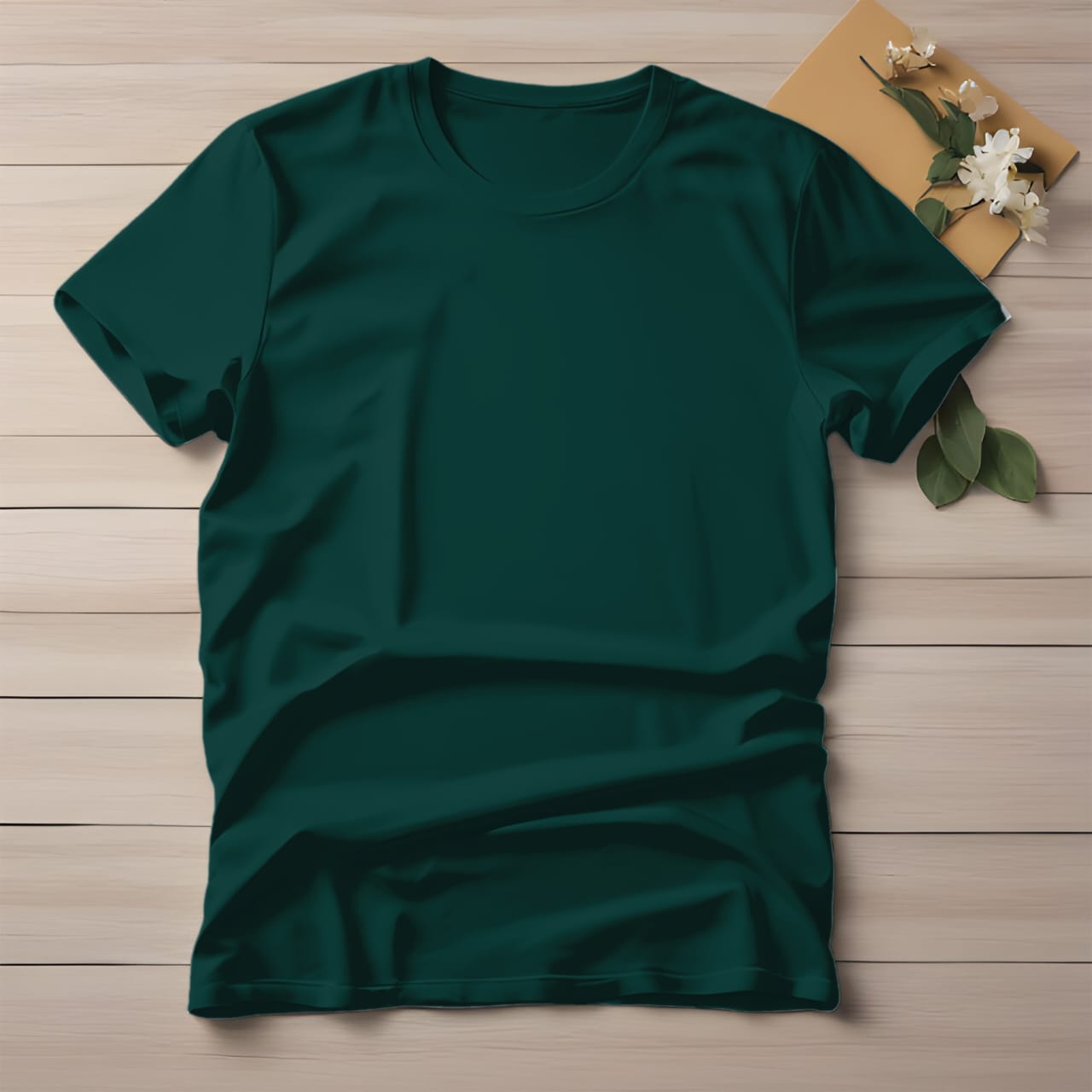 Half Sleeve Solid Premium Cotton T-shirt- Bottle Green