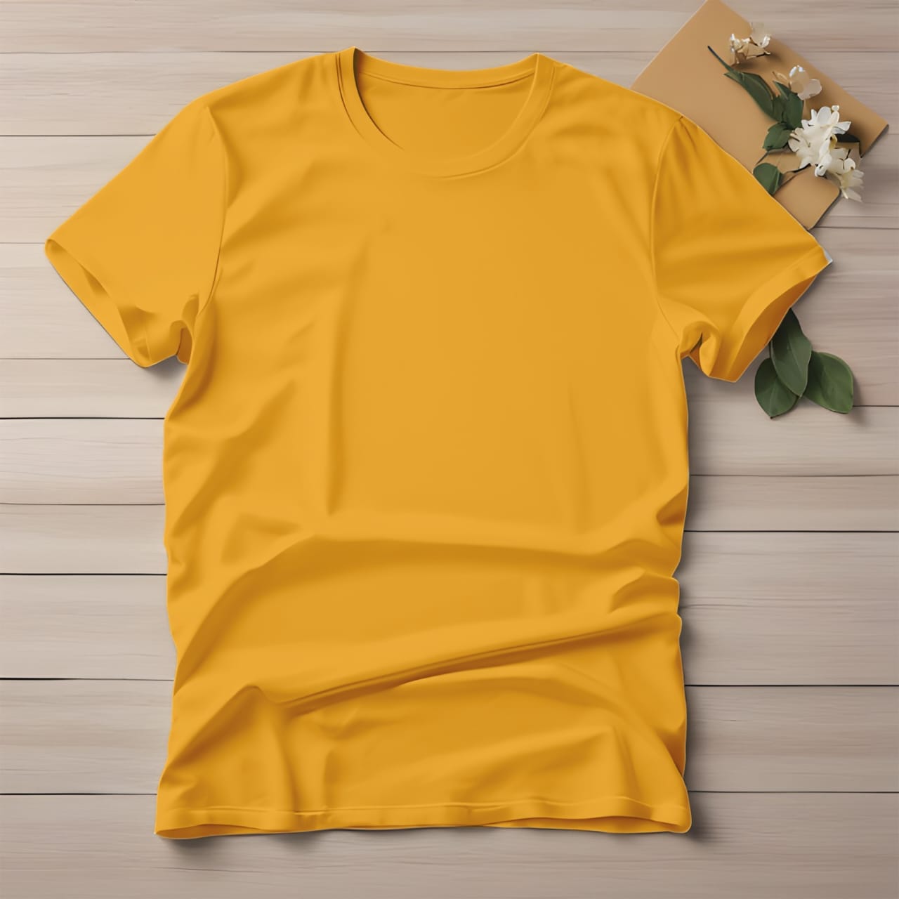 Half Sleeve Solid Premium Cotton T-shirt- Yellow