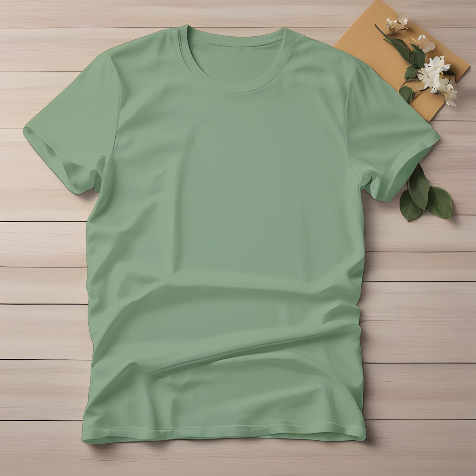 Half Sleeve Solid Premium Cotton T-shirt- Mint